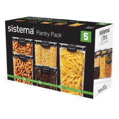 (Made in New Zealand) Sistema Ultra Square Container 5 Pack Gift Set (460ml + 700mlx2 + 920ml + 1.3L) CR-51465