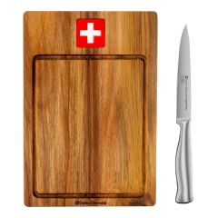 Swiss Diamond Acacia Wood Cutting Board & Utility Knife Set CR-90CRCB01CN03