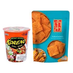 [Evoucher] Big C - Koreno Korean Spicy Hot Pot Instant Cup Noodles 65g + Chao Sua Rice Cracker 80g - Squid Sweet Chili CR-BC-WCComboSet5