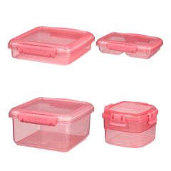(Made in New Zealand)Sistema Back to School Set of 4 (450ml Sandwich Box+1.2L Lunch Box + 350ml Split Container + 400ml Snacks Container)(Random Color) CR-BTS4set