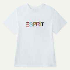 (eVoucher) Esprit Multicolour Embroidered Logo Crew Neck T-Shirt (Off White