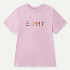 (eVoucher) Esprit Multicolour Embroidered Logo Crew Neck T-Shirt (Pink