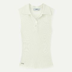 (eVoucher) Esprit Ribbed Knit Sleeveless Polo Top (White) EFZKT0432 CR-EFZKT0432WH0F