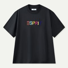 (eVoucher) Esprit Multicolour Embroidered Logo Crew Neck T-Shirt (Dark Grey