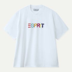 (eVoucher) Esprit Multicolour Embroidered Logo Crew Neck T-Shirt (Off White