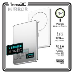 inno3C i-5M2 Qi2 超薄磁吸無線充鏡面移動電源 5000mAh | MagSafe 數顯鏡面移動電源 5000mAh CR-i-5M2_MIRROR