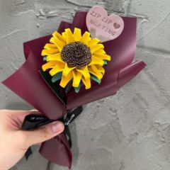JK collection - Leather Sunflower with Heart-shaped Tag Bouquet CR-JK-collection-03