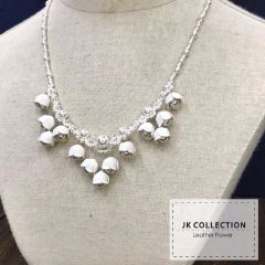 JK collection - Leather Orchid Crystal Pearl Necklace CR-JK-collection-08