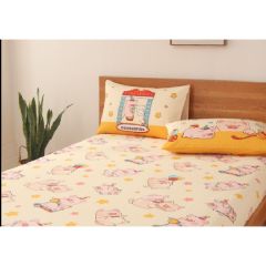 Casablanca - LuLu the Piggy Cartoon Cotton Series Fitted Sheet w/Pillowcase - Single/Double/Full/Queen (LU012FDS) CR-LU012FDS_ALL