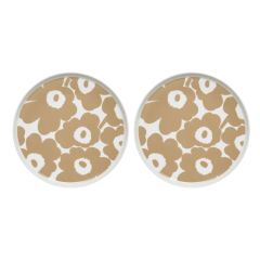 Marimekko - Unikko Plate 25 cm 2pc Set (Beige & White) CR-MMK-PLT-UNK-BEI