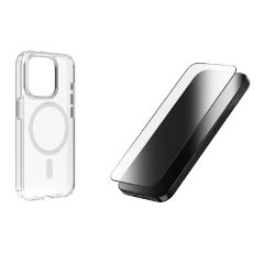 Momax - iPhone 15 Pro Play Magnetic Case Protective Ring Clear case + ZAGG iPhone 15 Pro Glass Plus Edge Screen Protector MXAP23MT+100112428 CR-MX23MT100112428