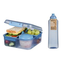 (Made in New Zealand) Sistema OBP Recycled Collection - Bento Cube Container 1.25L with 480ml water bottle (Random Color) CR-OBP216851272502