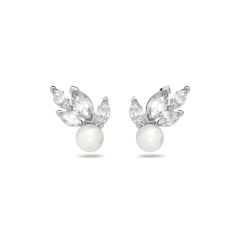 Swarovski 施華洛世奇 Louison Pearl 穿孔耳環, 白色, 鍍白金色 (5422683)