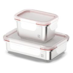 JIA - Microwave Safe SS Food Container Set (2pcs) CR-TS-68JMC130-WH