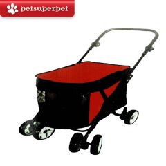 Petime Four-wheel folding Pet Stroller for Small Dog - (Red) DD4RPSRM450