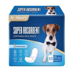 All-Absorb - 美國高效吸水一次性狗狗包腰紙尿布 (男性專用) [50塊/包]
