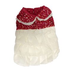 PomPreece -【Pomp Gold】Japanese Cotton Dog Clothes - Red & White; Fluffy Fairy One-Piece (3 sizes) DDP149B_all