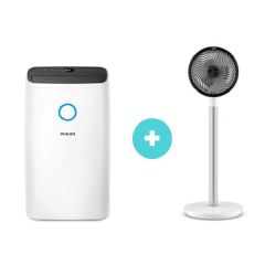 Philips - DE3223/30 30L Air Dehumidifier + ACR4142CF 3D Negative Ionic DC Circulation Fan (ACR4142CF Value $1498) CR-DE3223_F-ACR4142