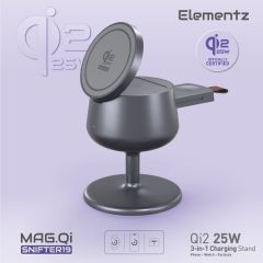 Elementz - Mag Qi Snifter19 3 in 1 Qi2.2 25W Charging Stand [FC-S19] FC_S19
