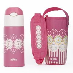 Thermos 400ml Vacuum Insulated Straw Bottle w/pouch FHL-400F-CP