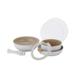Neoflam - Fika Midas Plus Cookware Set (7 pcs) - Suitable For IH (Ivory/Pink) Fika-MidasPlus-MO