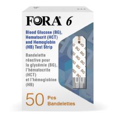 FORA - 3-in-1 (GB/HCT/Hb) Test Strips 50 pcs x 1 Boxes (Uses with FORA -6 Bluetooth Blood Glucose Monitor) FORA-00003