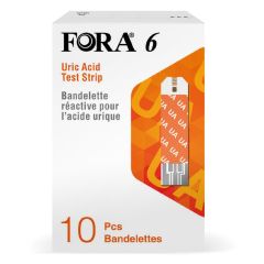 FORA - Uric Acid Test Strips 10 pcs x 1 Box (Uses with FORA -6 Bluetooth Blood Glucose Monitor) FORA-00005