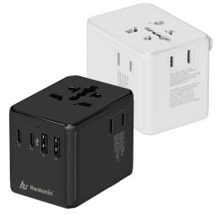 Hedonic - 5 Ports PD 3.0 70W GAN Pro Travel Adaptor  (Black/White)