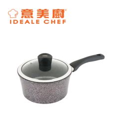意美廚 - 韓國製 SELECTED 鋼化鑄鋁大理石紋易潔單柄煲連玻璃蓋 18cm / 1.8L