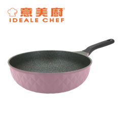 意美廚 - 韓國製 CRYSTAL 鋼化鑄鋁大理石紋易潔單柄炒鍋 30cm