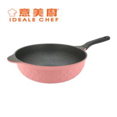 意美廚 - 韓國製 CRYSTAL 鋼化鑄鋁大理石紋易潔單柄炒鍋 32cm