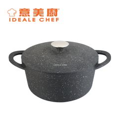 意美廚 - MODISH 鋼化鑄鋁岩石紋易潔雙耳湯鍋連鑄蓋 (20厘米/24厘米)