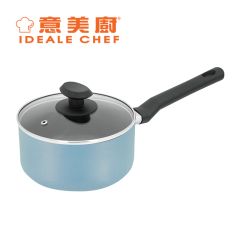 意美廚 - NATURAL PLUS 黑色易潔單柄煲連玻璃蓋 - 藍色 (18厘米/20厘米)