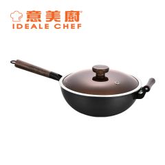 意美廚 - 複合極鐵長柄炒鍋連玻璃蓋 30cm