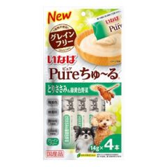 Inaba - Pure 狗超奴 - 雞肉&綠黃色野菜醬 14g x 4 全犬用 肉泥餐包 #DS-271