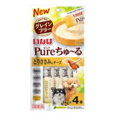 Inaba - Pure 狗超奴 - 雞肉&芝士 14g x 4 全犬用肉泥餐包 #DS-273