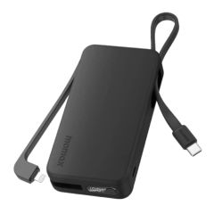Momax - 1-Power Vital+ 10000mAh USB-C & Lightning Cable Power Bank [Black / White] IP138MFI_ALL