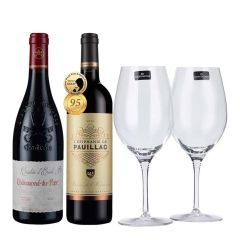 (Father's Day Special) Laithwaites Direct Wines Premium French x 2btls (with Glasses Gift Set) J0314001