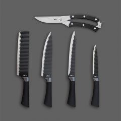 JNC 不銹鋼廚房刀具及鉸剪套裝 (5件裝) 黑色