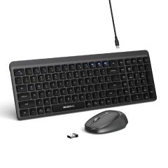Micropack - Dual Modes Silent 2.4G+Bluetooth Wirelesss Keyboard and Mouse Combo (Multi Color Options) KM-268W-EN-MO
