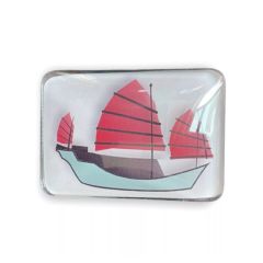 Fragrant Harbour Collection - Junk Boat Glass Fridge Magnet LFD159