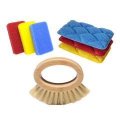 diseno - Kitchen Cleaning Combo Set (Silicone Sponges set of 3 + Bamboo Ring Fruit and Vegetable Brush + Silicone Scouring Pad Set of 3) LGDI-HW08142930