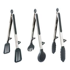 diseno - Stainless Steel Locking Tongs with Silicone Tips 30cm (Set of 3) (BBQ Grilling & Multi Serving Spoon & Food Tong) LGDI-HW08252627