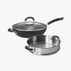 Circulon - 3 pieces Cookware Set ( Hard Anodized Nonstick Stirfry with Lid +Steamer Insert) ME-83953-T_70727