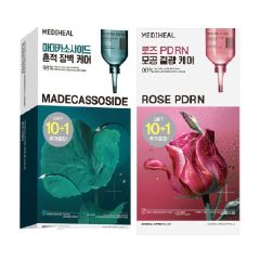 Mediheal - 2pcs Set - Madecassoside Essential Sheet Mask (10+1 Sheet) + Rose PDRN Essential Sheet Mask (10+1 Sheet) CR-MH-MAD_ROSE-MASK