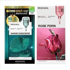 Mediheal - 2pcs Set - Madecassoside Essential Sheet Mask (10+1 Sheet) + Rose PDRN Essential Sheet Mask (10+1 Sheet) MH-MAD_ROSE-MASK