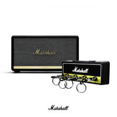 (Bundle Sale) Marshall Stanmore ii Black speaker +  Marshall Jack Rack- Wall mounting Guitar amp Key Hanger. Includes 4 Guitar Plug (Gold/Black) Bundle MHP-92484-V1