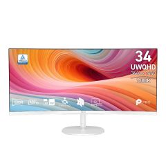 MSI - PRO MP341CQW E12 34" 2K 120Hz 1500R UWQHD Monitor with built-in speaker(MO-MP34QW2+CE-ACPC+LB-MON) MO-MP34QW2
