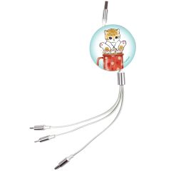 Anichi - 3合1伸縮快充數據線 - 朱古力貓