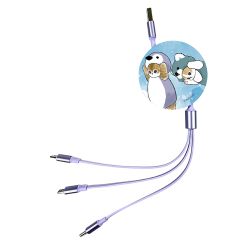 Anichi - 3合1伸縮快充數據線 - 熊仔貓